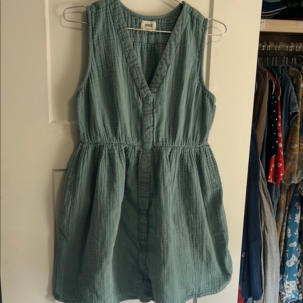 Pact Green Mini Dress